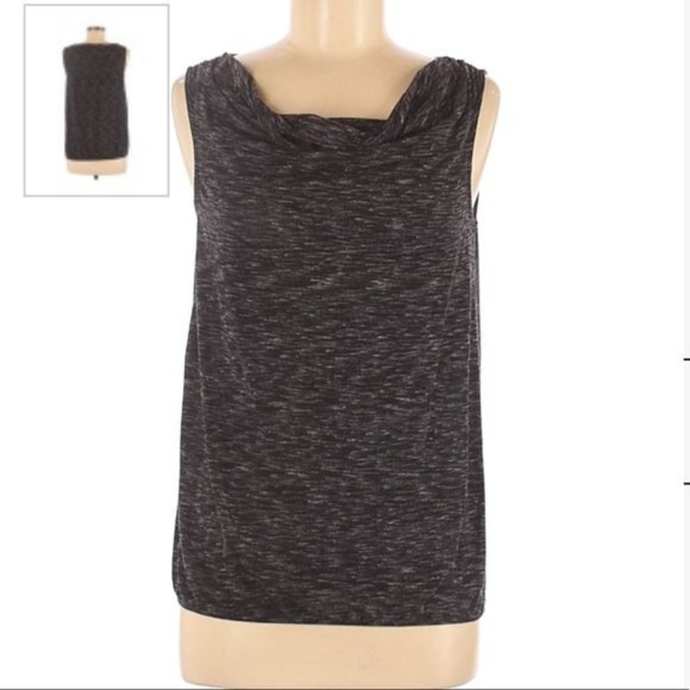 LOFT Grey Heathered Cowl Neck Sleeveless Business Casual Blouse